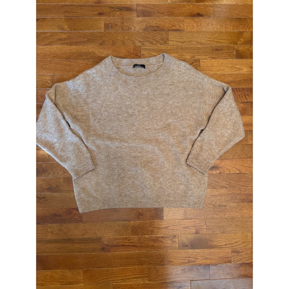 Woolen Bloom Womens Tan Camel Oversized Crewneck Knit Sweater Size Large